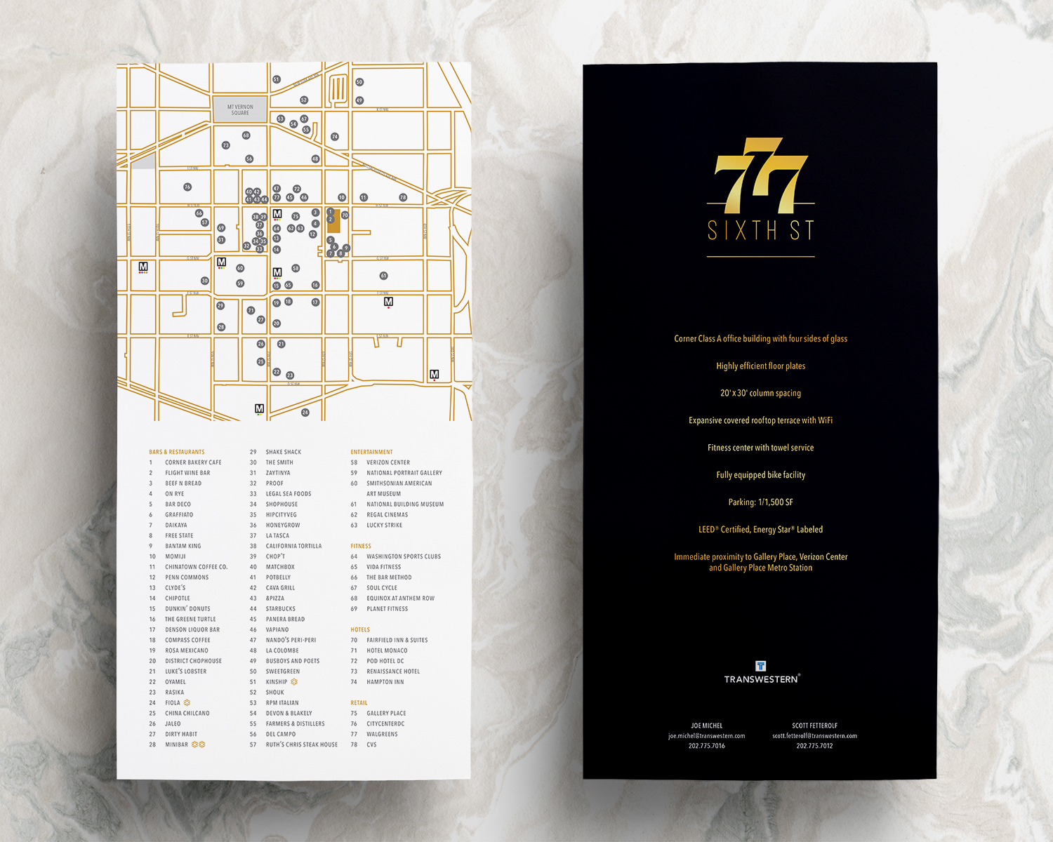 777 Sixth flyers: amenity map and flyer back